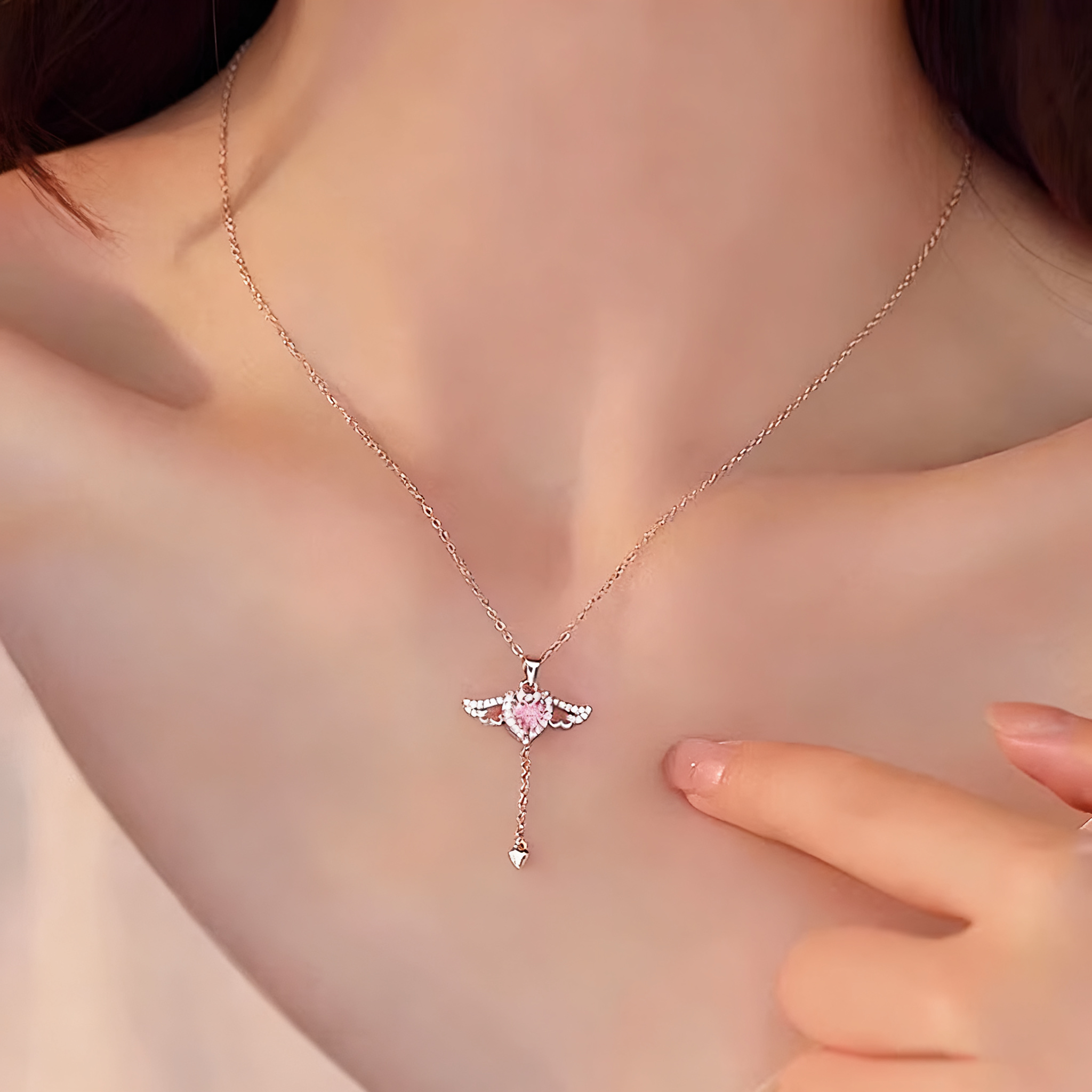 「丘比特之心」s999纯银爱心项链女轻奢小众高级感锁骨链生日礼物 - 图3