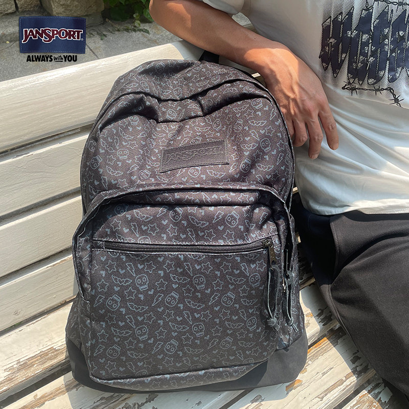 JanSport新款黑夜精灵皮革款双肩包学书包休闲通勤户外旅行包,淘宝优惠券,粉丝福利购,淘宝优惠卷