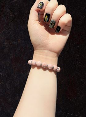 赵露思同款10m珠光粉瓷配六字箴某言手串手链皮粉色