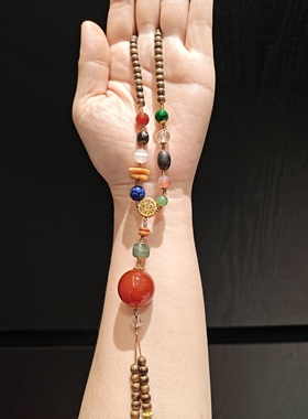 20m大颗粒红玛瑙配5m一线沉配虫漏青金蜜蜡项链毛衣链一物一拍