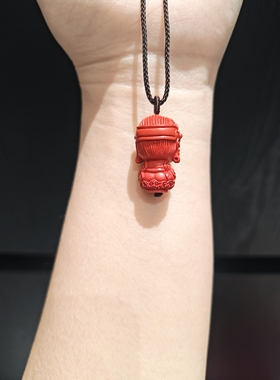 24乘14m高含量朱砂水飞沙双面雕刻度母吊坠项链毛衣链