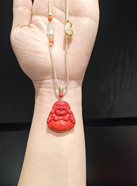 27乘26m高含量朱砂水飞沙佛公吊坠项链毛衣链