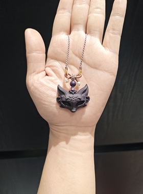 31乘29m非遗合香珠紫韵狐狸面具吊坠项链毛衣链