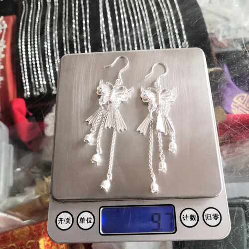 长款流苏蝴蝶耳环999纯银原创气质女黔东南少数民族新品苗族耳环 - 图1