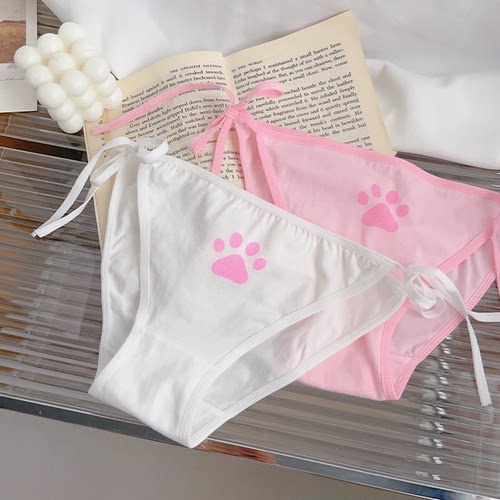日系可爱少女绑带纯棉内裤女全棉裆柔软舒适女生纯欲系带低腰三角 - 图2