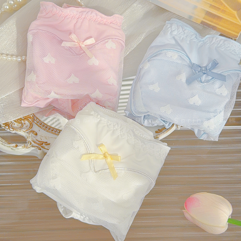 小晚桃~纯欲温柔甜辣风镂空蕾丝冰丝性感女生内裤纯棉裆中腰三角,淘宝优惠券,粉丝福利购,淘宝优惠卷