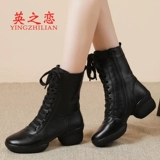 英之恋 Весенние сапоги, танцующие ботинки, тренд сезона, из натуральной кожи, мягкая подошва