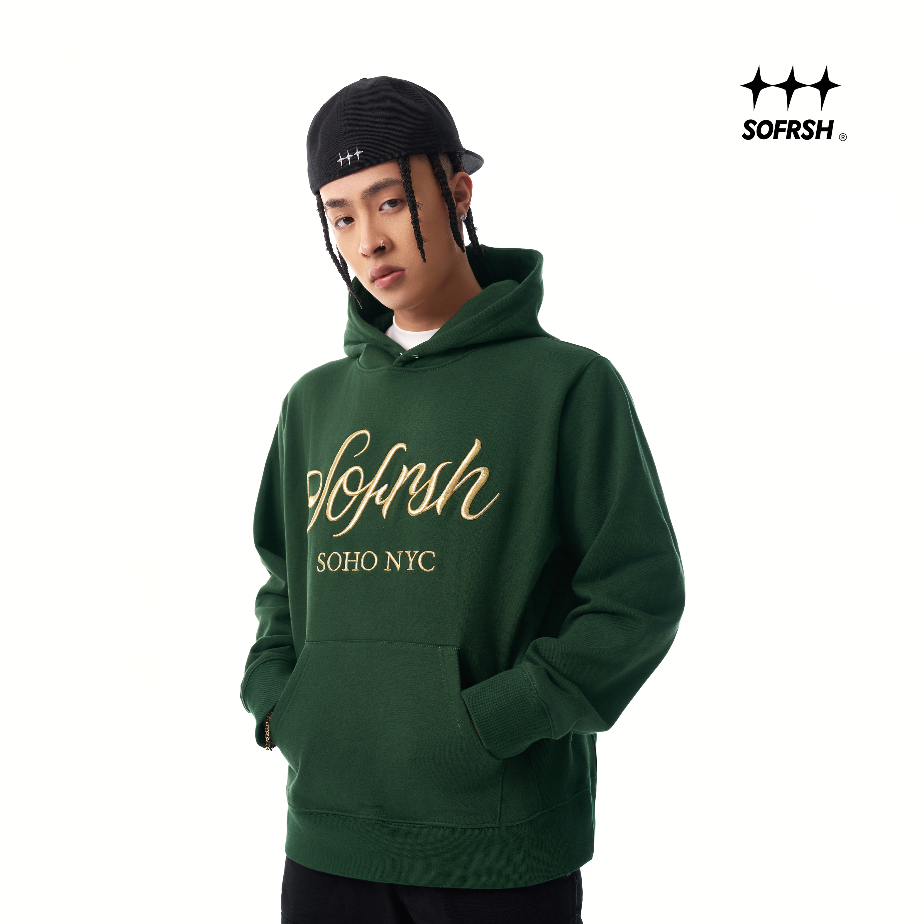 SOFRSH美式重磅刺绣帽衫宽松字母连帽上衣潮牌卫衣秋冬2025新款 - 图2