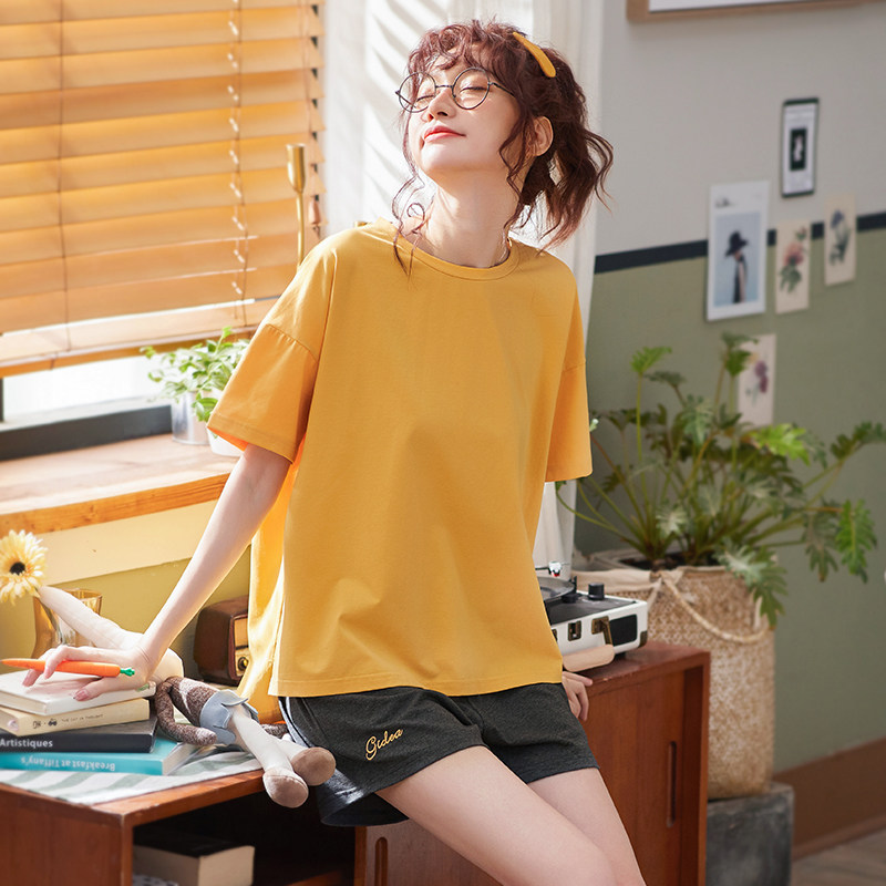 夏短袖短裤纯棉两件套装韩版睡衣 派邦奴睡衣/家居服套装