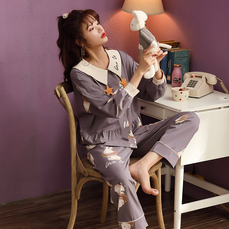 秋款长袖全棉卡通少女洋气甜美睡衣 派邦奴睡衣/家居服套装