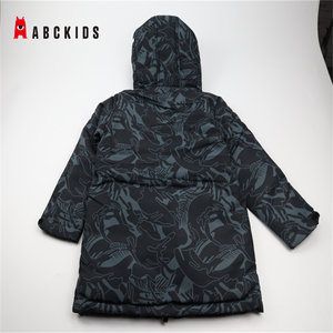 Abckids新款男女童内外撞色三防长款羽绒服