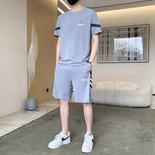 Specht Ice Seide Casual Sports Set Herren Sommer Kurzarm T-Shirt Shorts Dünne zweiteilige Set One Set