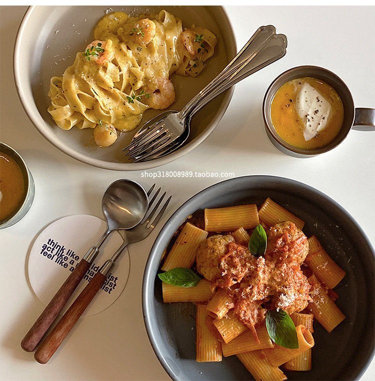 复古欧式泼墨餐具哑光陶瓷西餐盘高级感意面深盘汤碗家用碗盘套装,淘宝优惠券,粉丝福利购,淘宝优惠卷