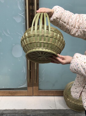拜神篮竹编篮制品复古风竹编篮子