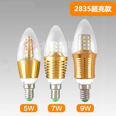 暖黄led蜡烛灯e12水晶吊灯泡螺口e27 e14 9w尖泡拉尾3w7w调光110v - 图0