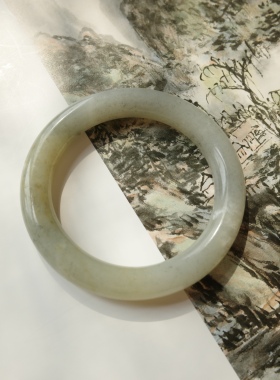 【谢钰儿】新疆和田玉黑山料青花沁色手镯54