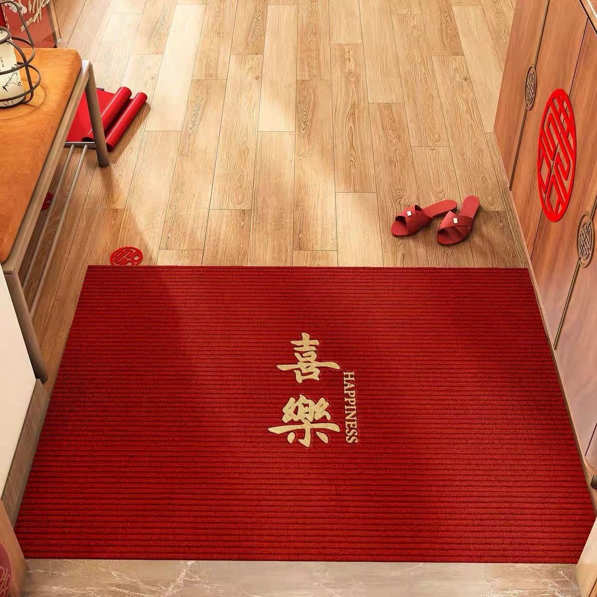 结婚入户门地垫红色喜庆玄关进门脚垫家用婚房布置地毯氛围感门垫,淘宝优惠券,粉丝福利购,淘宝优惠卷