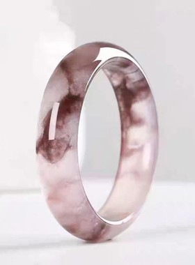 新疆紫罗兰金丝玉宽版手镯玫瑰金