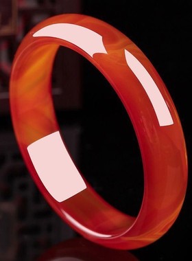 红玛瑙玉髓手镯细条加宽版玉镯子