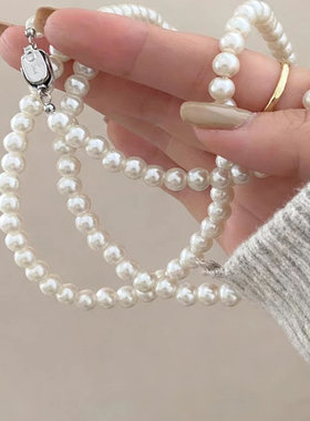 长款珍珠项链女2025新款轻奢小众叠戴毛衣锁骨链高级感串珠配饰品