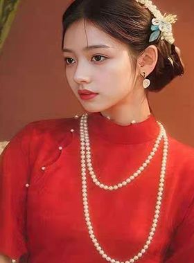 珍珠项链女长款度假毛衣链