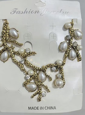 欧美奢华夸张水晶宝石锁骨链