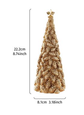 金色松果迷你圣诞树摆件 桌面金币装饰 节日橱窗氛围感树脂摆设