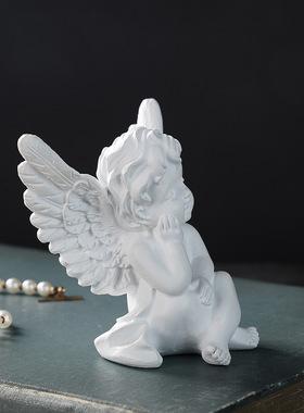 思考天使摆件家居装饰品电视柜摆饰白色树脂工艺品跨境简约北欧