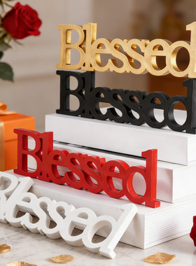 创意英文Blessed字母婚礼情人节氛围感装饰摆件字母装饰情人节