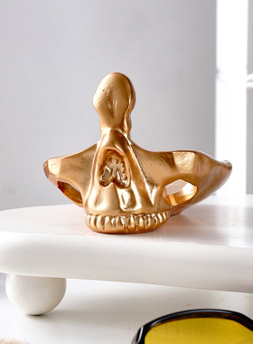 骷髅眼镜架收纳奇特搞怪礼物房间装饰工位桌面万圣节创意树脂摆件