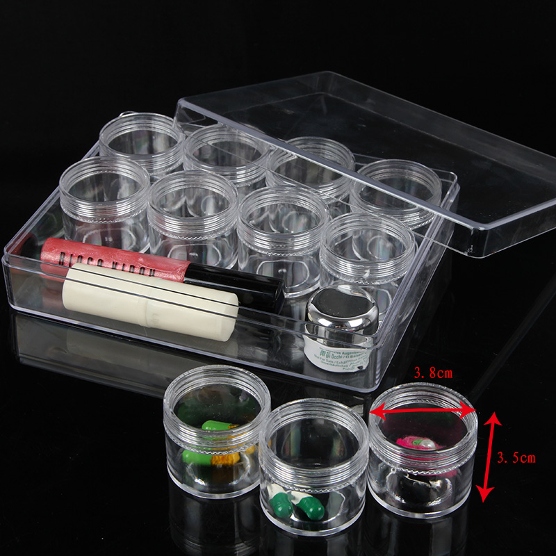 15克12装透明塑料收纳盒 首饰盒 收藏盒 钻盒 圆瓶 整理盒 小瓶子 - 图3