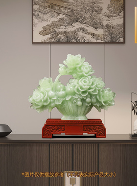 聚善缘花开富贵牡丹花蓝乔迁摆件