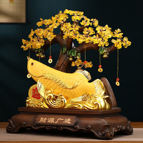 财源广进发财树金龙鱼摆件客厅酒柜收银台装饰品店铺乔迁开业礼物 - 图3