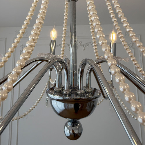 简芮 法式吊灯包豪斯吊灯客厅大厅水晶灯高级感珍珠吊灯蜡烛吊灯 - 图2