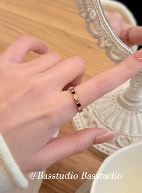 Basstudio 焦糖香芋彩色滴釉戒指女轻奢高级感食指戒小众设计指环