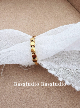 Basstudio 日韩小众几何方糖钛钢戒指女简约网红食指个性百搭轻奢