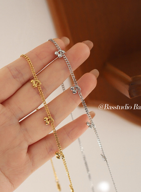 Basstudio时尚简约锁骨链小众度假风水果樱桃车厘子吊坠项链钛钢