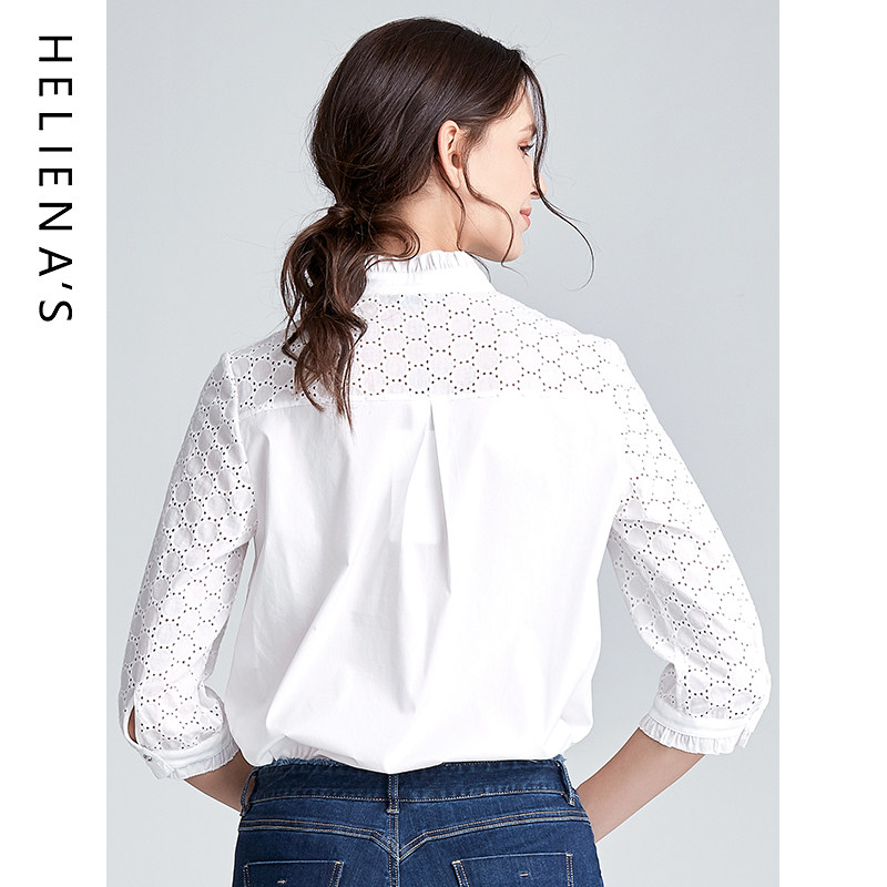 海兰丝2020秋季新款设计感棉白衬衫 海兰丝衬衫