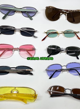 千禧年无框y2k椭圆形墨镜