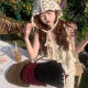 Bohemian hand-knitted floral Baotou hat, ethnic style hollow crochet hat, versatile for travel in Western Sichuan and Yunnan