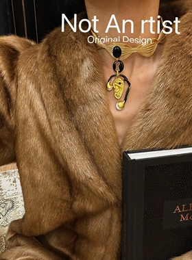 欧美vintage中古走秀设计元素抽象几何不规则金属耳朵项链项圈