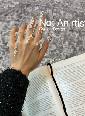 原创vintage法式复古镀银水钻藤花戒指女小众设计感高级轻奢指环