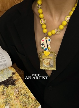 梵高自画像趣味百搭项链毛衣链