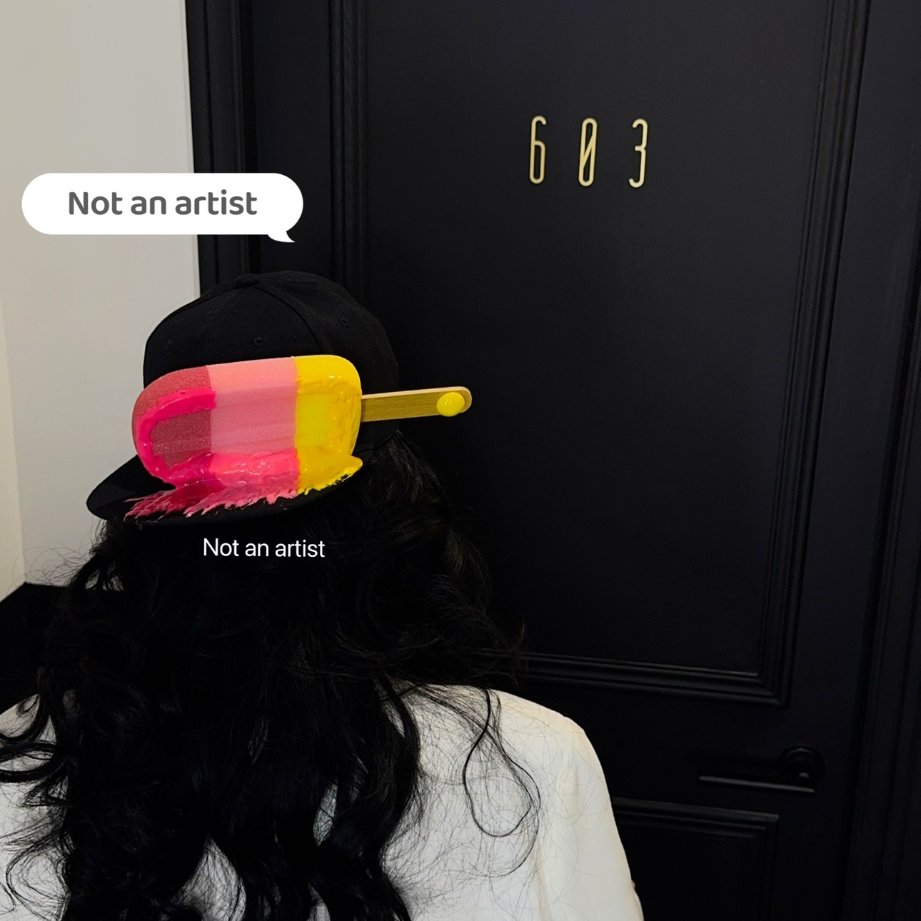 原创小众设计手作夏日融化雪棍冰棒冰淇淋棒球帽黑色百搭棒球帽 - 图1