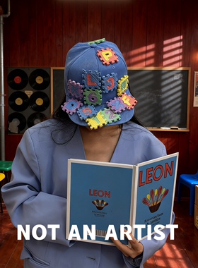 ins小众品牌NOT AN ARTIST 童趣可爱彩色拼图棒球帽恶搞造型帽
