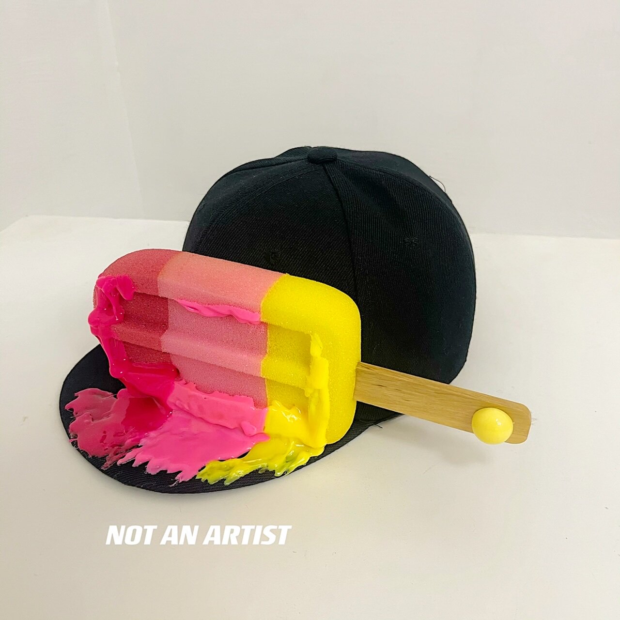 原创小众设计手作夏日融化雪棍冰棒冰淇淋棒球帽黑色百搭棒球帽 - 图3