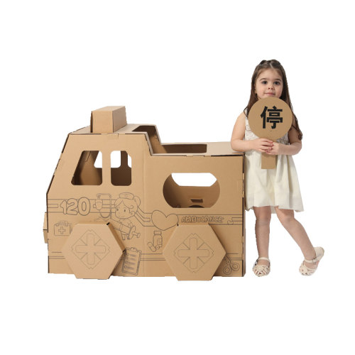幼儿园儿童DIY手工制作坦克涂鸦色纸板汽车纸箱坦克飞机玩具房子 - 图1