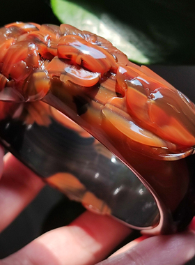 玛瑙印象 时光印记 天然巴西老花料玛瑙手镯 特色老油料 玉兰花59