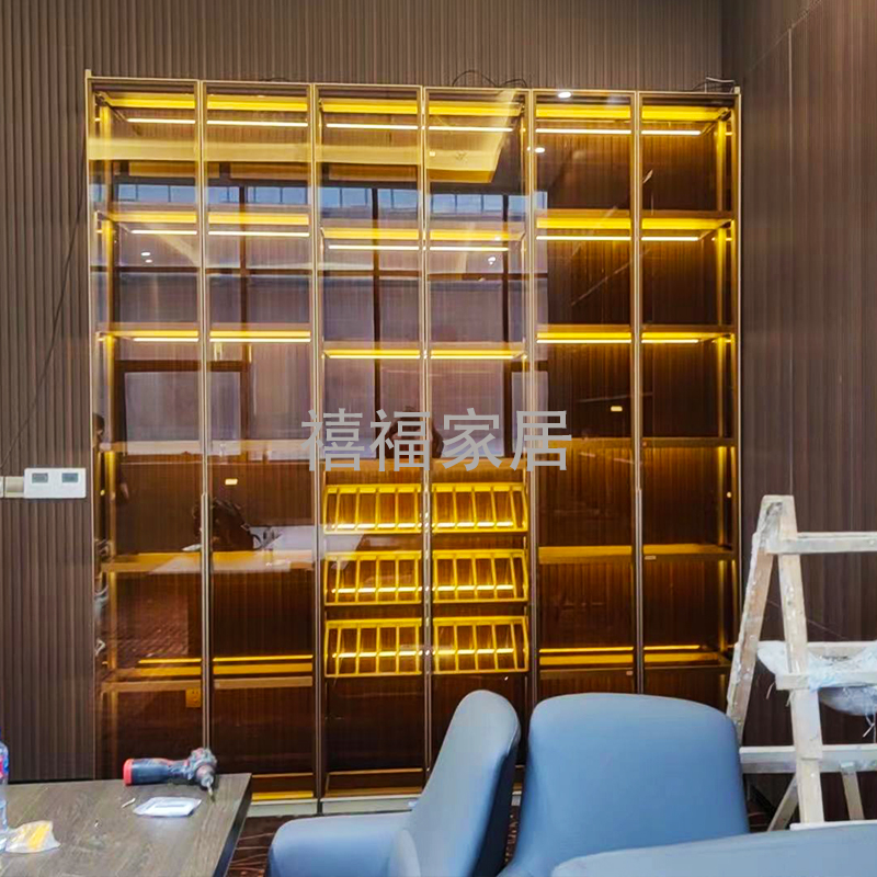 玻璃衣柜定制铝合金玻璃柜 客厅红酒柜展示柜轻奢简约纯玻璃 - 图1