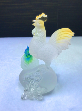 琉璃招财公鸡母鸡摆件生肖鸡水晶工艺品高档家居装饰品客厅办公室